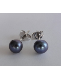 Kolczyki "pearl drop" z perłą Srebrne kolczyki z perłą granatową "pearl drop"
