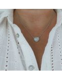 naszyjnik srebrny z zawieszką serce z masy perłowej Srebrny naszyjnik z masą perłową serce
