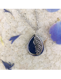 naszyjnik srebrny z kamieniem lapis lazuli Srebrny naszyjnik listek z lapis lazuli