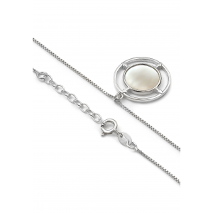  Srebrny naszyjnik z masą perłową okrągły