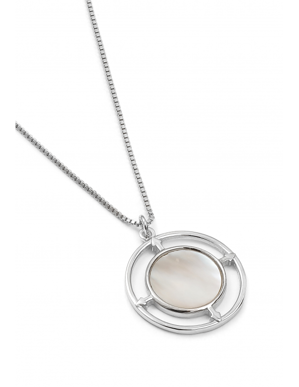 srebrny naszyjnik medalion z masą perłową Srebrny naszyjnik z masą perłową okrągły
