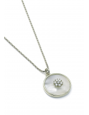 Srebrny naszyjnik z masą perłową i cyrkoniami Srebrny naszyjnik z masą perłową i cyrkoniami