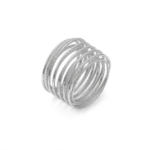 Srebrny pierścionek spirala fakturowany