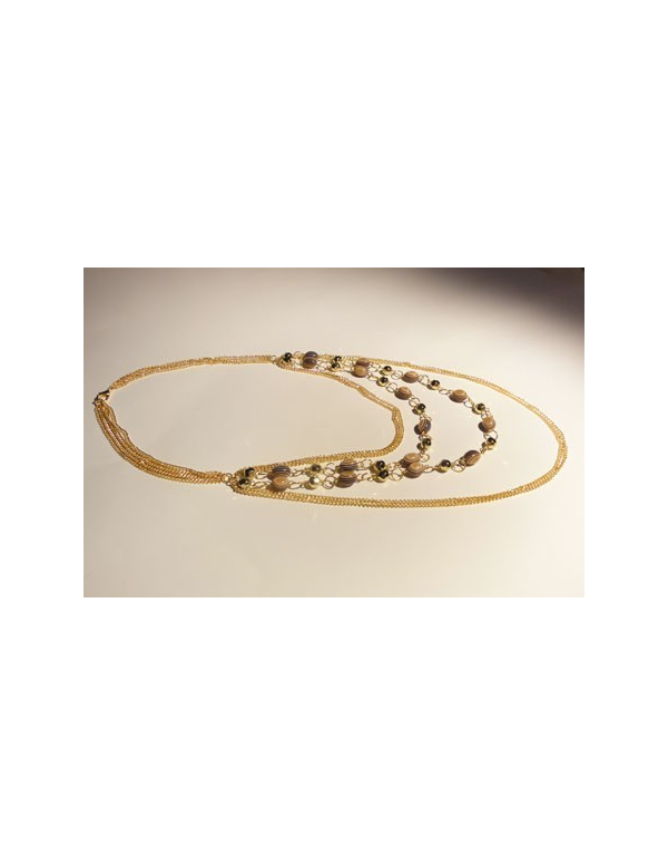Naszyjnik z łańcuszków i koralików „ gold chains” Naszyjnik z łańcuszków i koralików „ gold chains”